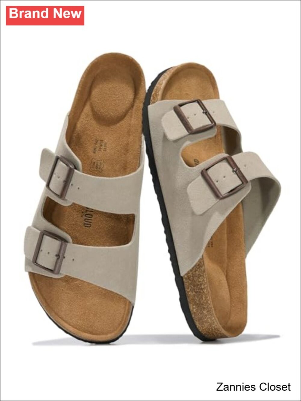 ✨ Genuine Leather Mens Slides Cork Footbed Memory Foam Sandals